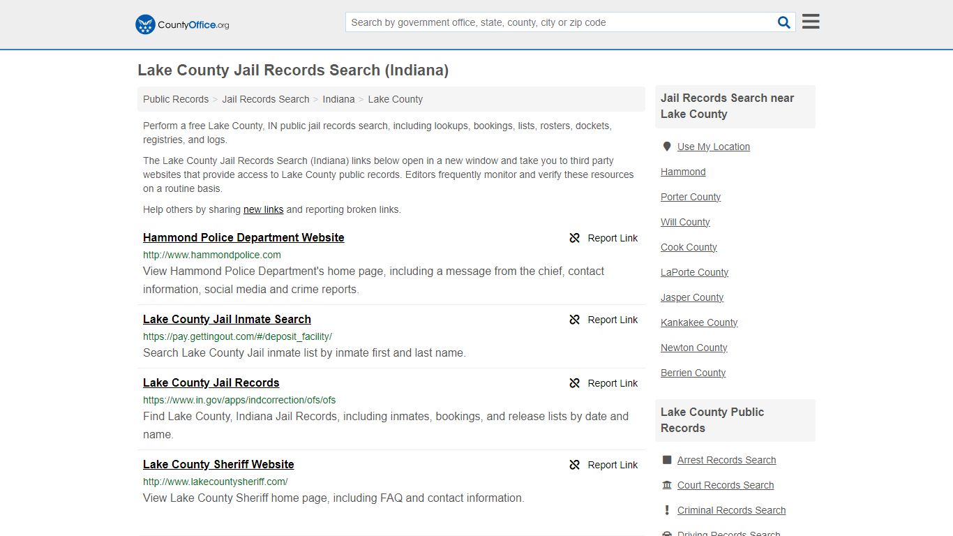 Lake County Jail Records Search (Indiana) - County Office